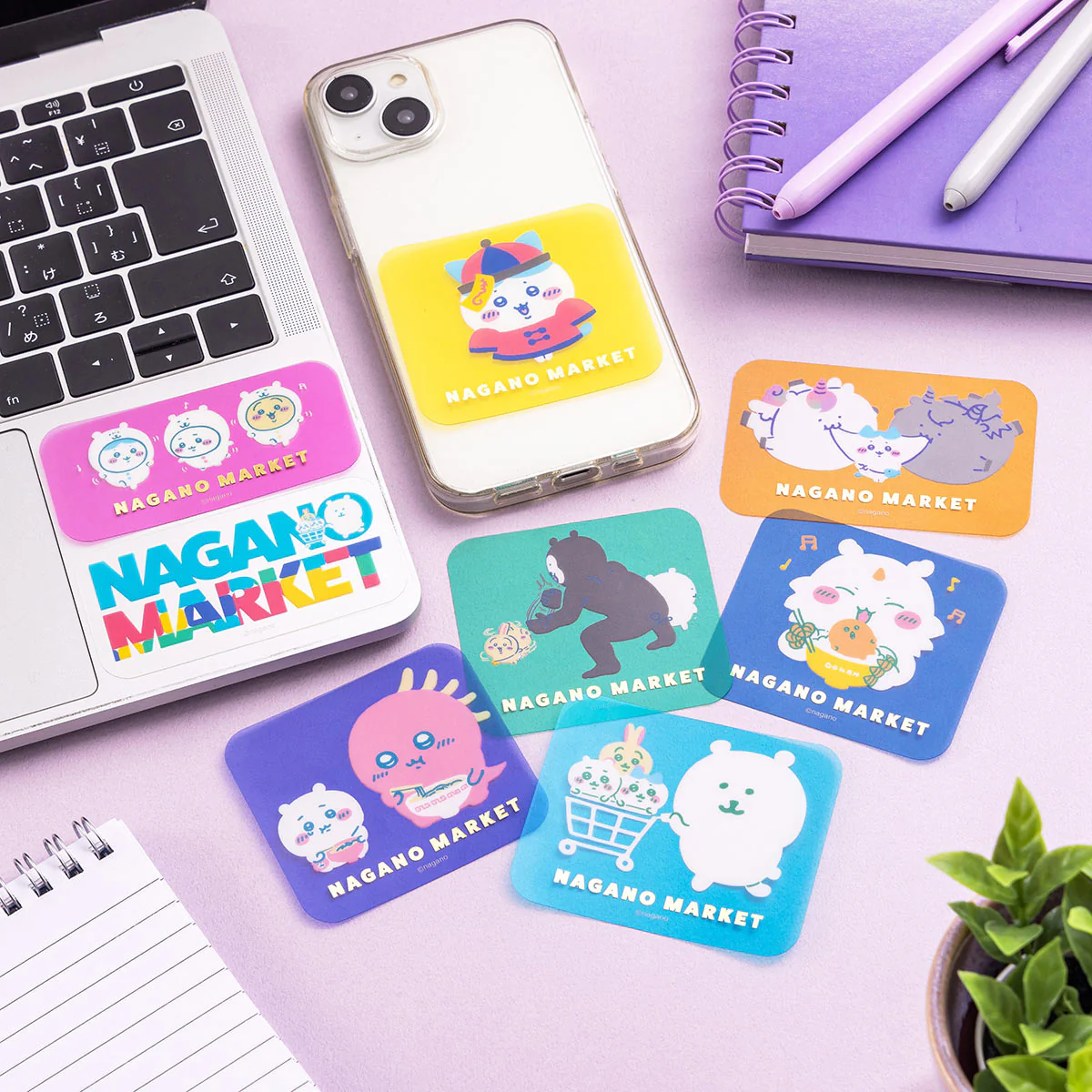 ナガノキャラクターズ カラーなスマホに貼れるサイズのクリアステッカー（パープル） - Image 3